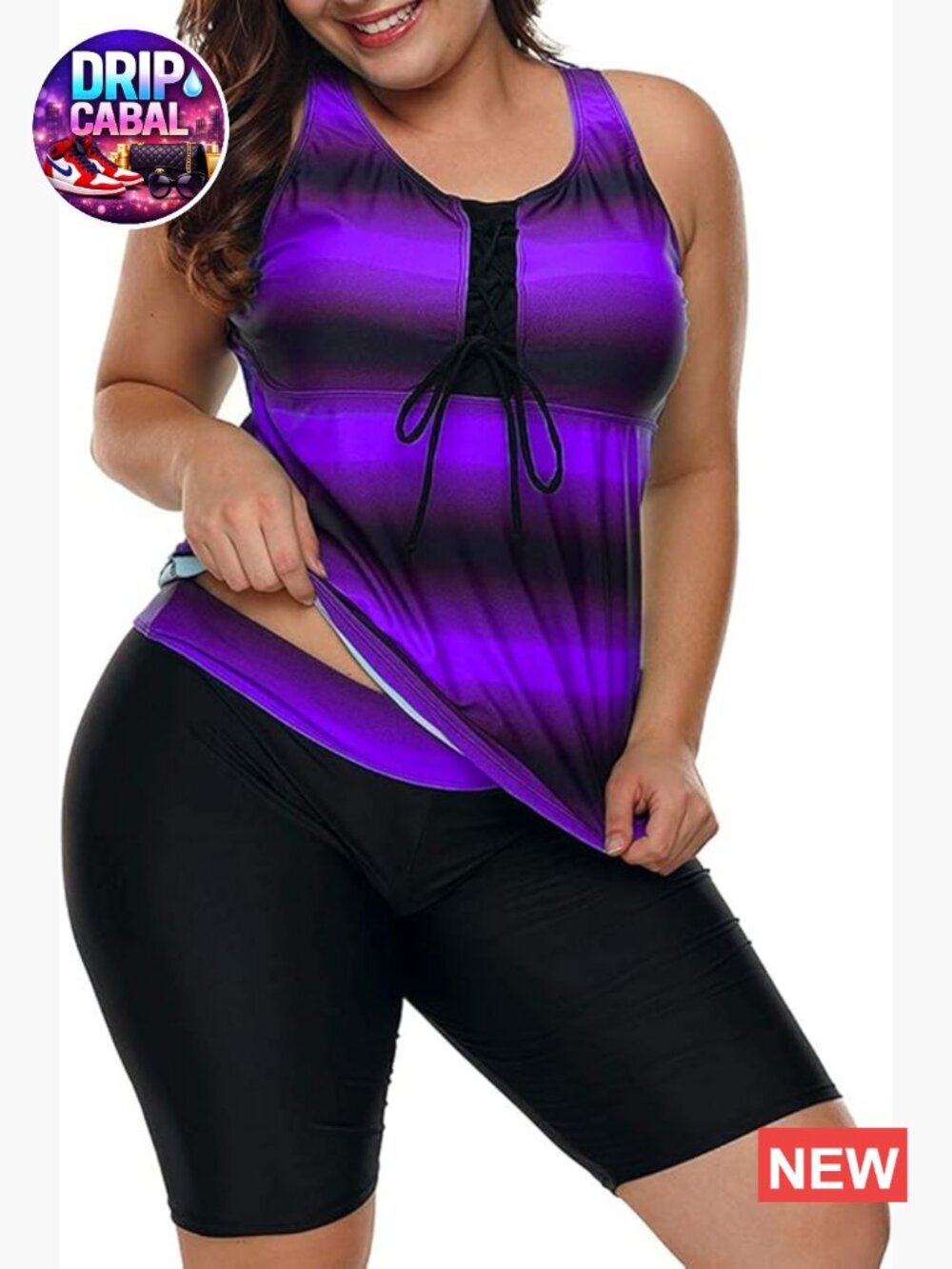 Plus Size Tankini Swimsuits with Capris Athletic Two Piece Bathing Suits